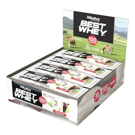 Expositor original Best Whey Bar con 12 unidades de 30 g