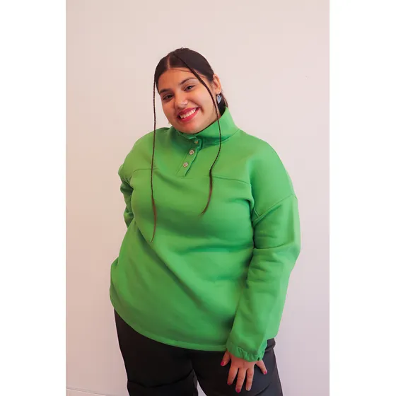 Buzo Frizado Mujer Ananá Plus Size Oversize Cuello Alto