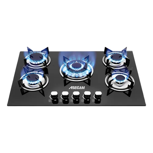 Parrilla Empotrable Cristal Templado Estufa 5 Quemadores Gas