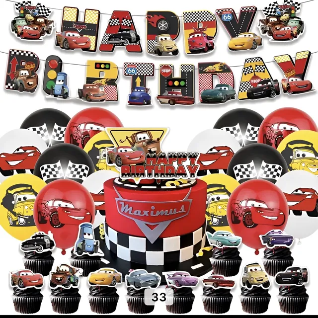 Decoración Fiesta Infantil Globos Toppers Aviso Cars