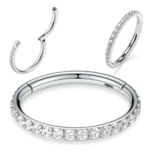 Piercing Titânio Argola Click Cravejada 6mm 8mm 10mm 12mm