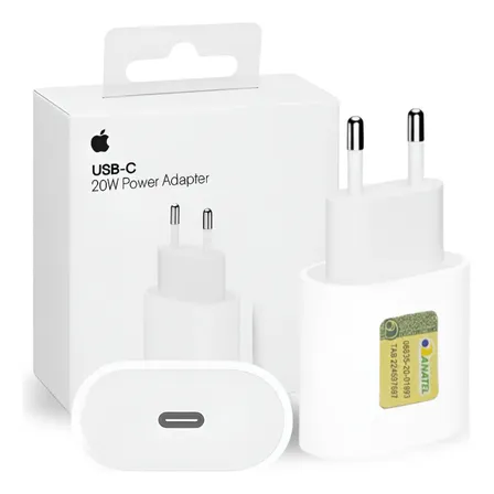 Carregador iPhone Fonte Turbo Usb-c 20w 100% Original 11-17 Branco