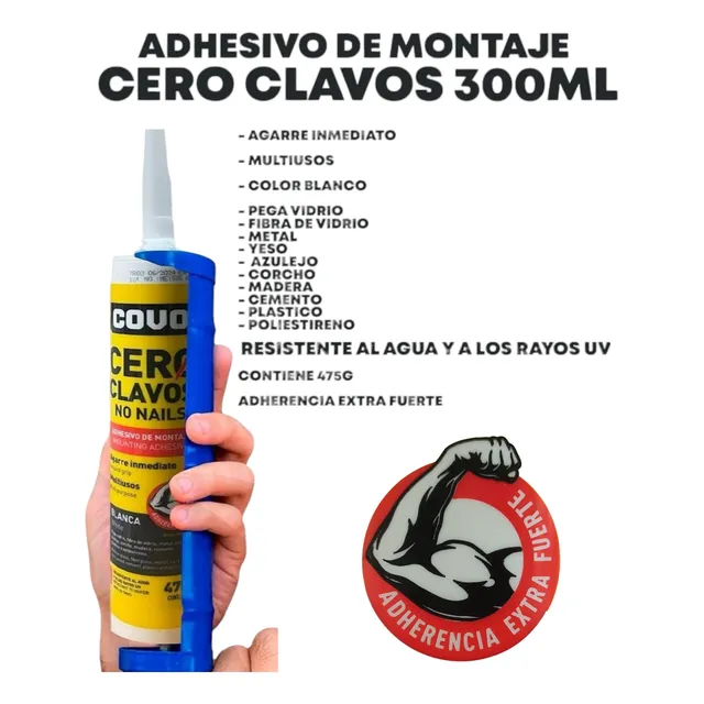 Pega Adhesivo Cero Clavos Cartucho No Mas Clavo 475g Covo