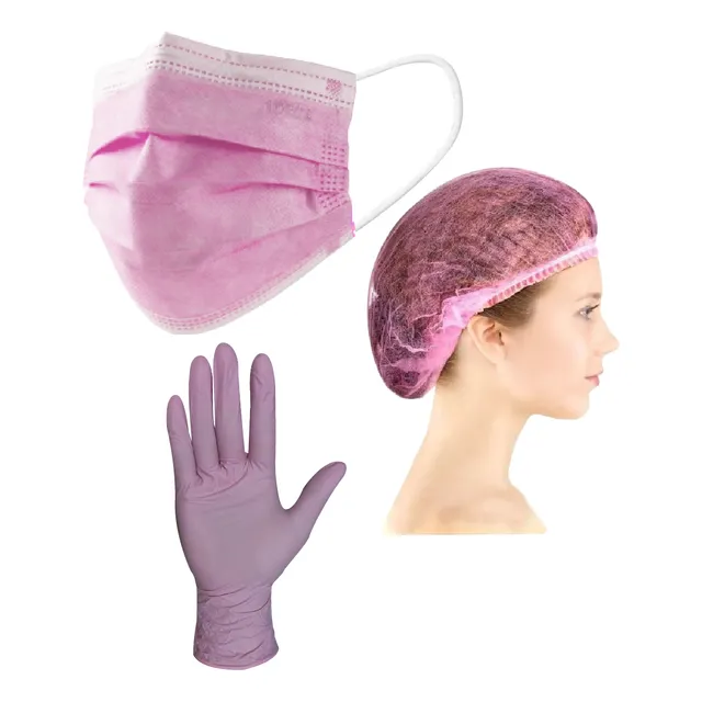 Tapabocas Gorros Y Guantes Rosa