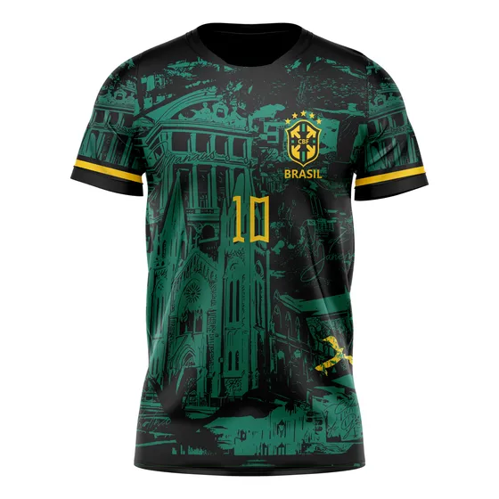Camiseta De Futbol Conceptual Brasil Fondo Rio De Janeiro