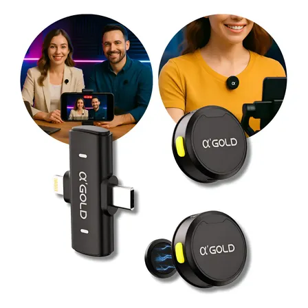 Microfone Duplo Lapela Anti Ruído iPhone Lightning E Usb-c Preto