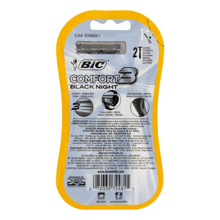 Aparelho Descartável Para Barbear Bic Comfort 3 Black Night 2 Unidades Aparelho Descartável Para Barbear Bic Comfort 3 Black Night 2 Unidades