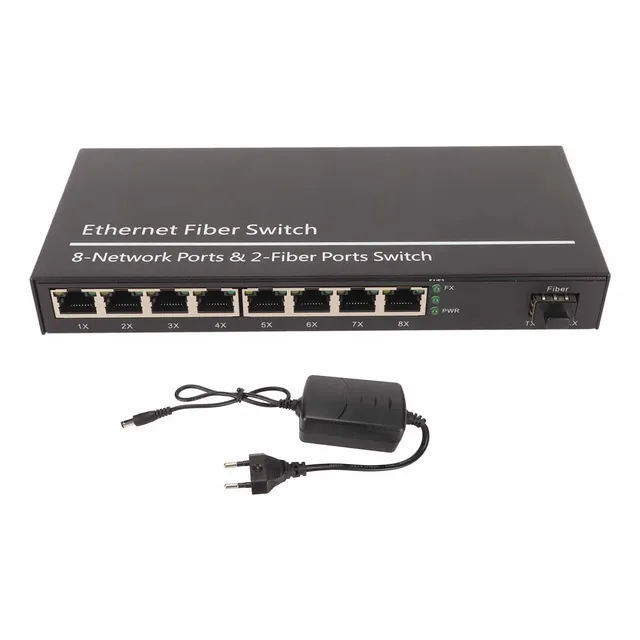 Convertidor De Medios Ethernet De Fibra (1) Óptico (8 Eléctr