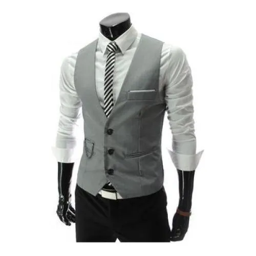 Trajes Polera Tipo Saco Chaleco Slimfit Cadena Elegante,