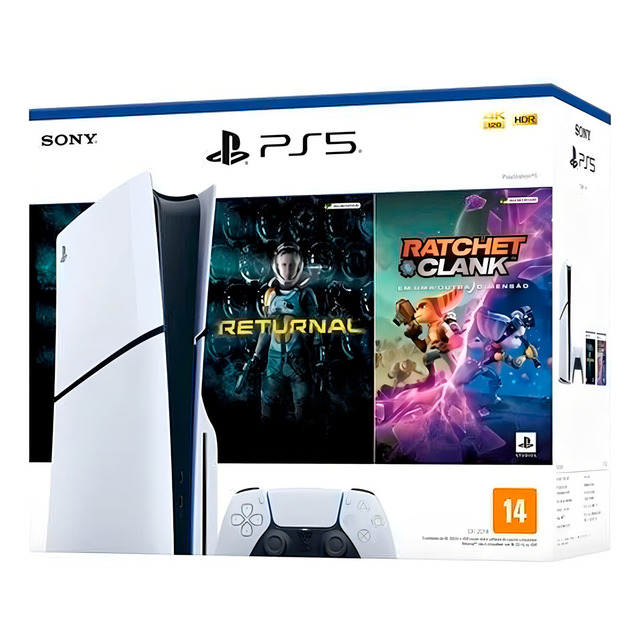Console Playstation 5 Midia Fisica Slim Branco 1tb Returnal E Ratchet E Clank Controle Sem... Console Playstation 5 Midia Fisica Slim Branco 1tb Returnal E Ratchet E Clank Controle Sem...