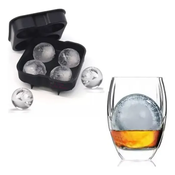 Molde De Hielo Cubetera Hielera X 4 Esferas Molde Whisky Bar