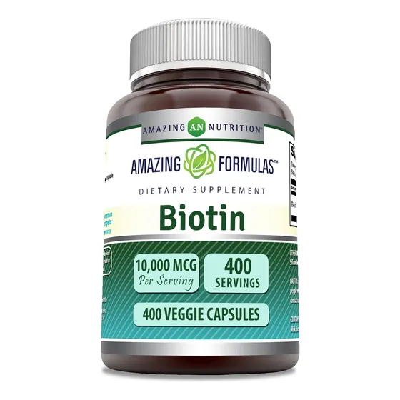 Cápsulas Vegetarianas De 10 000 Mcg De Biotina De Amazing Fo