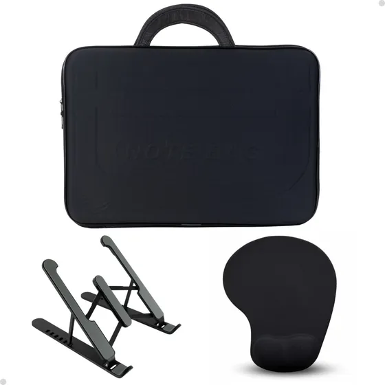 Kit Capa Notebook Reforçada + Suporte Regulável + Mouse Pad