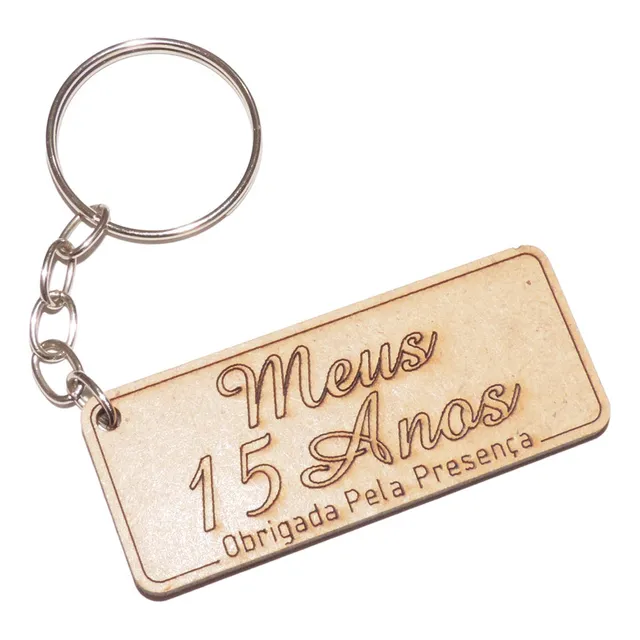 50 Lembrancinha Chaveiro Mdf Meus 15 Anos Obrigada Presença