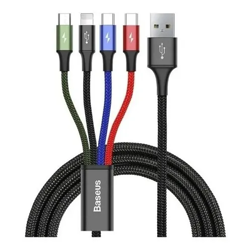 Cable Baseus Rapid Lighting+ Micro-USB+ 2 tipo C, 1,2 m, 4 en 1