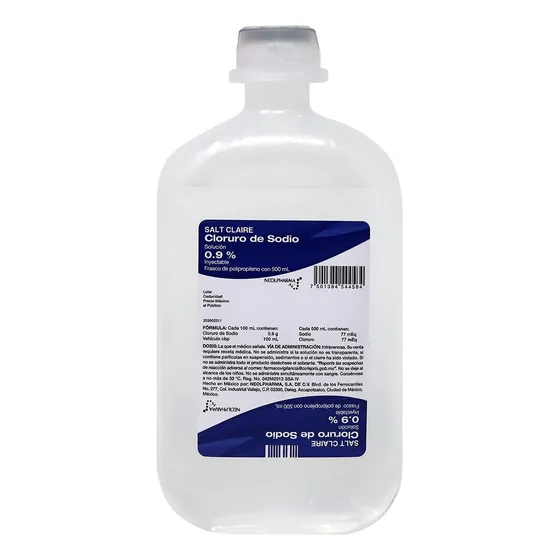 Suero Cloruro De Sodio Inyectable 0.9% Frasco De 500ml