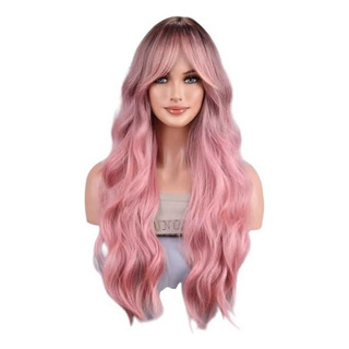 Pelucas De Cosplay De Cuerpo Largo Ondulado Para Mujer, Rosa Pelucas De Cosplay De Cuerpo Largo Ondulado Para Mujer, Rosa