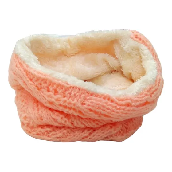 Cuello Bufanda Invierno De Lana C/ Forro Interno De Peluche Rosa Liso 1