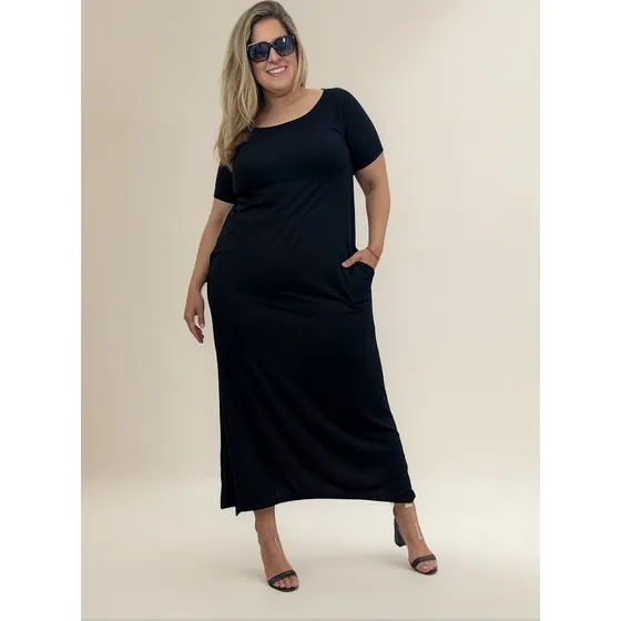 Vestido De Algodón Con Tajo Long Tee Laque (s Al Xxl)