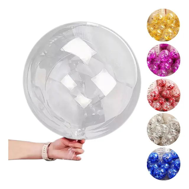 Kit 10 Bubble Balão N18 Premium Transparente C/ Confete 45cm