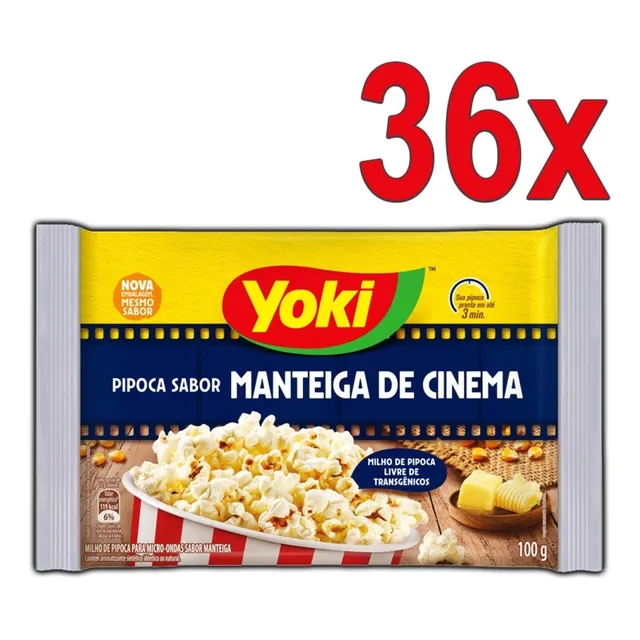 Caixa De Pipoca Microondas Yoki 100g Atacado 36 Unidades