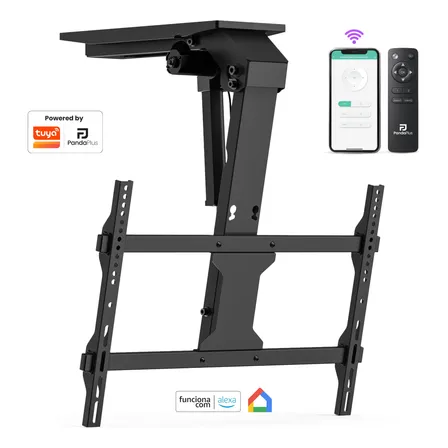 Suporte Tv Teto Motorizado Wi-fi App Alexa Panda Plus Preto