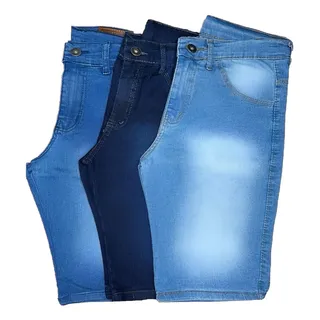 Kit 3 Bermudas Lisa Shorts Masculino Jeans Qualidade Gold Kit 3 Bermudas Lisa Shorts Masculino Jeans Qualidade Gold