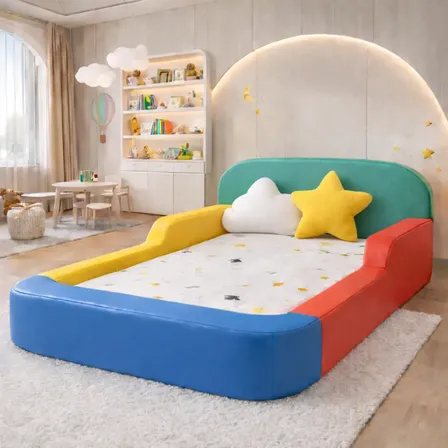 Cama Montessoriana Infantil Solteiro Nbk Flex Espuma Soft Arco Iris Impermeável Soft