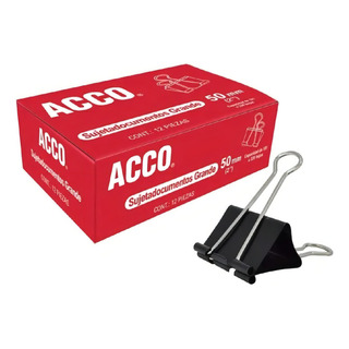 Clip Sujeta Documentos Acco Grande 50 Mm Caja Con 12 Piezas Color Negro Clip Sujeta Documentos Acco Grande 50 Mm Caja Con 12 Piezas Color Negro