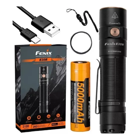 Linterna Led Fenix E35 V3.0 3000 Lumens + Bateria 5000mah.