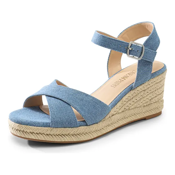 Sandalias Con Cuña De Tacón Alto Casuales De Verano Con Plat