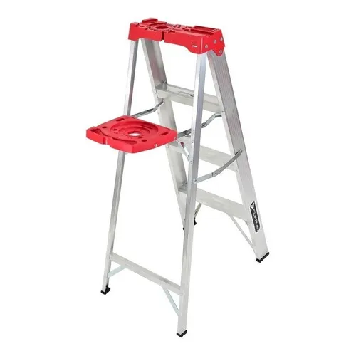 Escalera De Aluminio Tijera Cuprum C-2312-04n Gris Clara