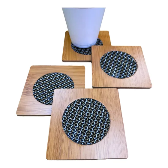 Set 4 Posavasos De Madera Elegantes Con Aislamiento Termico