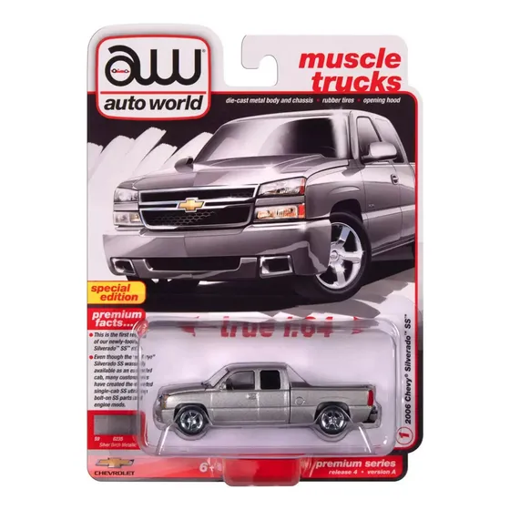 Auto World Chevy Silverado Escala 1/64 Ruedas/goma De 7,5 Cm