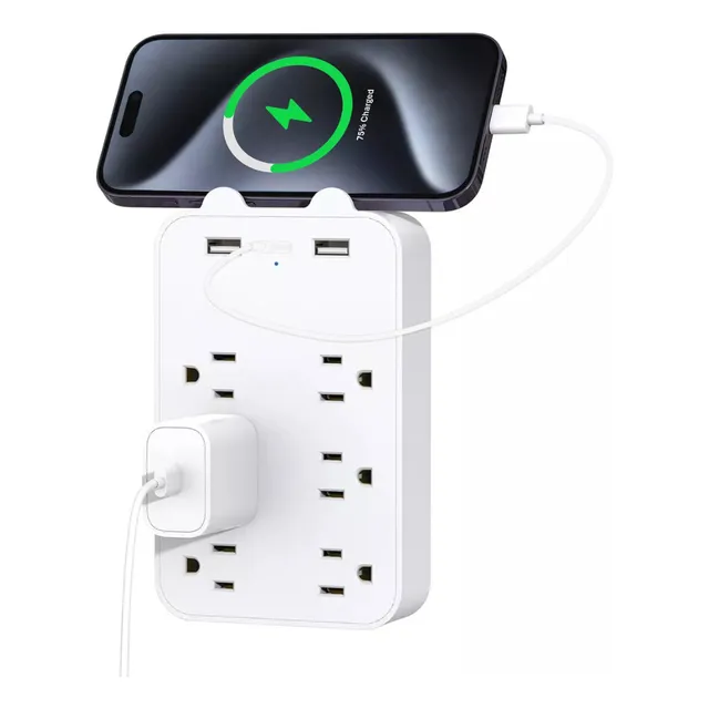 Multitoma Electrica De Pared 9 En 1 Protector Sobretensiones