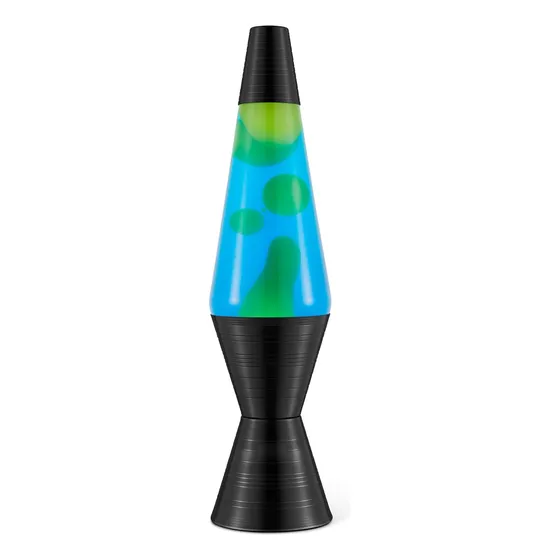 Lámpara Lava Con Base De Vinilo Y Líquido Amarillo Y Azul.