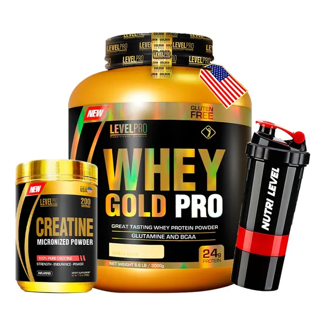 Whey Gold Pro 6.6 Libras + Creatina 500 Gr / Level Pro 