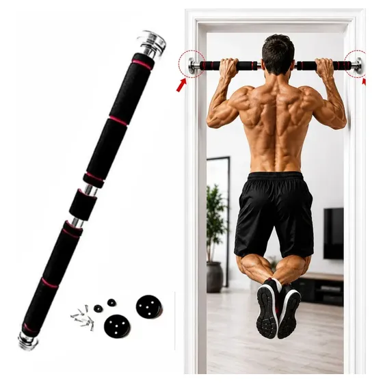 Barra Porta Fixa Exercício Flexão Malhar Treino Musculação Cor Prata