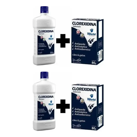 Kit Shampoo e Sabonete para Cães Clorexidina Dugs Antisséptico