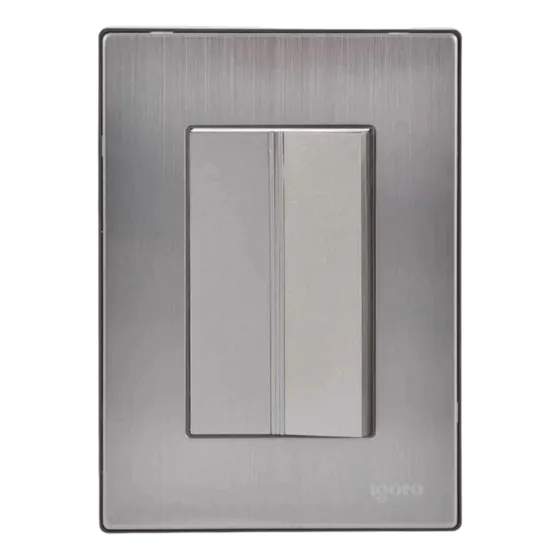 Placa Armada Inox Con 1 Apagador Sencillo De 3 Modulos Igoto