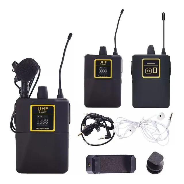 Sistema De 2 Micrófono De Solapa Uhf Camara Con 16 Canales