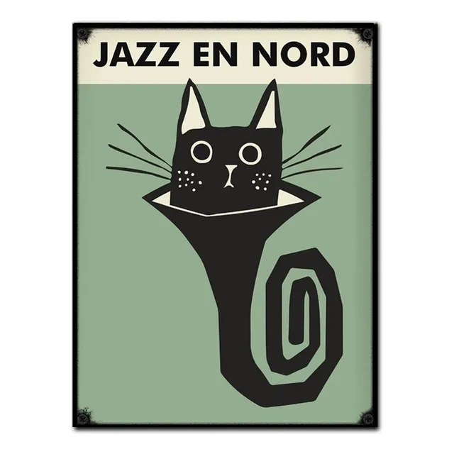 #1151 - Cuadro Vintage 30 X 40 - Jazz Gato Musica No Chapa
