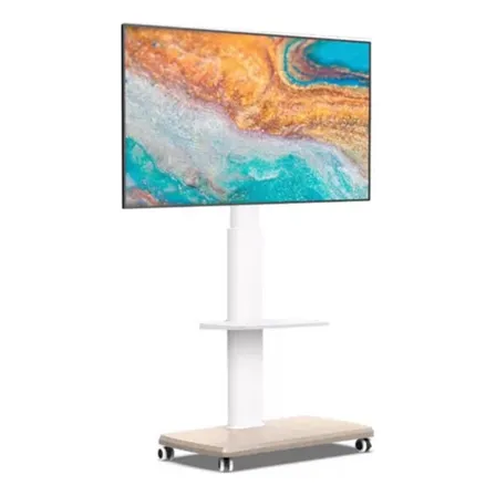 Soporte Base Tv Con Ruedas Tipo Pedestal Rack 32 A 50 Blanco