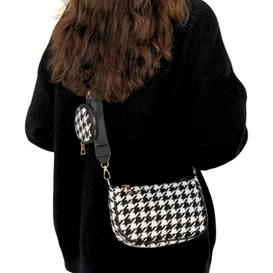 Bolso Cartera Estampado A Cuadros Vintage