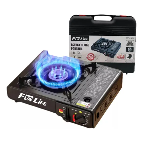 Estufa de camping a gas Aorlis AO-78346 portátil color negro 0V incluye maletín