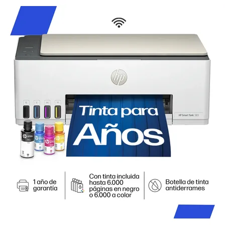 Impresora Multifuncional HP Smart Tank 583 Sistema Continuo, Wi-Fi, Color, HP App