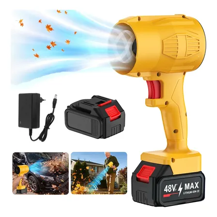 Soprador De Folhas Elétrico Bateria Jardinagem Portatil 48v Amarelo 127/220v