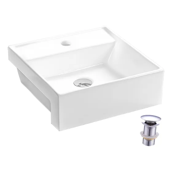 Cuba Louça Semi Encaixe Porcelana Branca Apoio Válvula Click