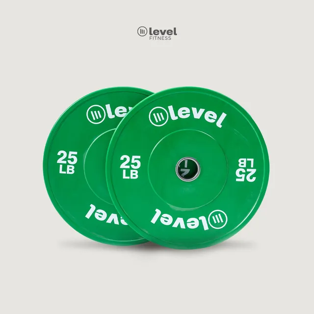 Par Disco Olímpico Bumper 25 Lbs Color Levelfitness  2 Pz 