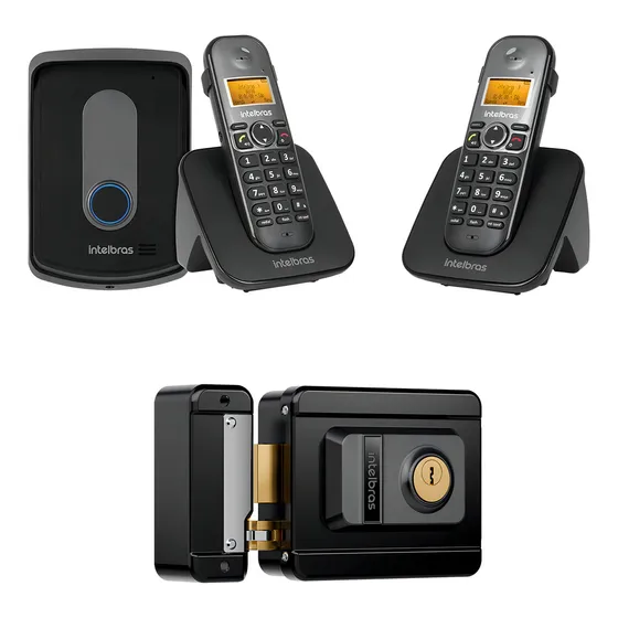 Portero Inalámbrico Intelbras Con 2 Tel Cerradura Eléctrica Color Negro